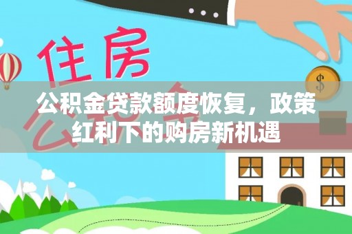 嘉兴公积金贷款额度恢复，政策红利下的购房新机遇